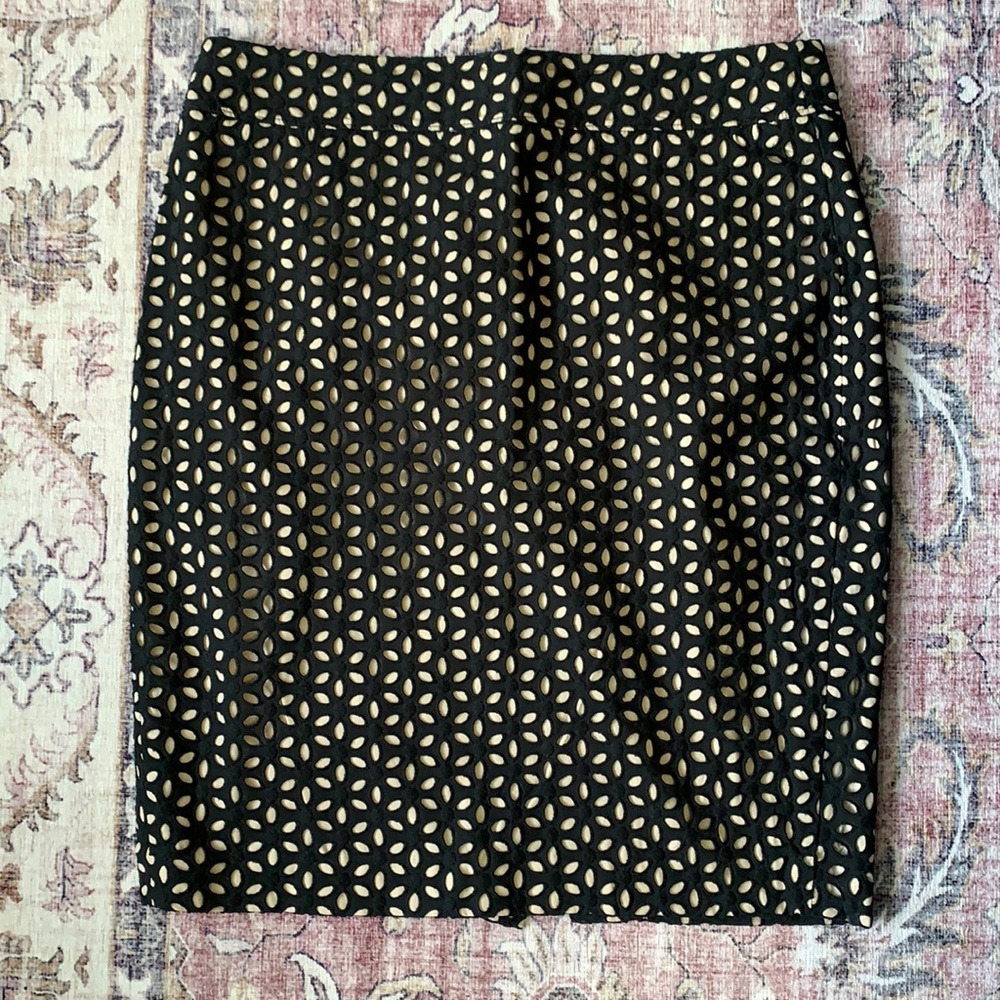 Floral black and cream pencil skirt